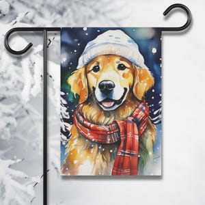 Bandeira de inverno fofa com Golden Retriever, Bandeira de jardim com Golden Retriever, Banner sazonal para cães, Mãe de Golden Retriever, Presentes para amantes de Golden Retriever