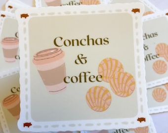 Conchas and Coffee-Mexican Pan Dulce-Waterproof Vinyl Sticker
