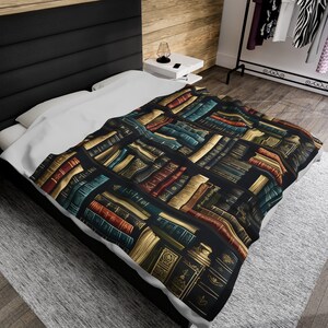 Book lover blanket, Book lover gift blanket, Vintage Books Blanket, gift for book lover, gift for reading lover, Bookworm, Plush Blanket image 6
