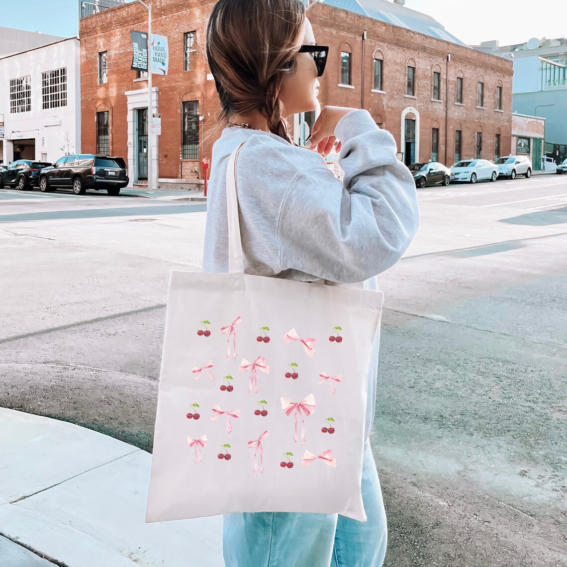 Coquette Tote Bag, Bow Tote Bag, Coquette Aesthetic, Cherry Tote Bag