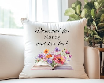Reserved for name pillow case, Personalized Book pillow case, Book pillow, Gifts for book lovers, Gifts for readers, Reading pillow,