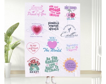 Mental health blanket, Affirmations blanket, Mental health awareness, Anxiety gifts, Neurodivergent, Positive Daily reminders Blanket