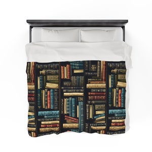 Book lover blanket, Book lover gift blanket, Vintage Books Blanket, gift for book lover, gift for reading lover, Bookworm, Plush Blanket image 7