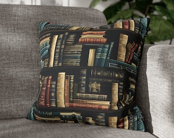 Almohada amante de los libros, regalo amante de los libros, almohada de libros vintage, regalo para los amantes de los libros, regalo amante de la lectura, ratón de biblioteca, funda de almohada de libros, decoración de libros
