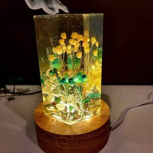 Customised Epoxy Resin Lamp with dried flowers, night light, unique gifts, special occasions 3