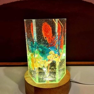 Customised Epoxy Resin Lamp with dried flowers, night light, unique gifts, special occasions image 9