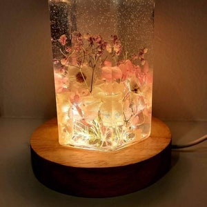 Customised Epoxy Resin Lamp with dried flowers, night light, unique gifts, special occasions 1