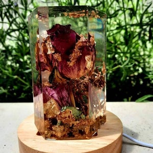 Customised Epoxy Resin Lamp with dried flowers, night light, unique gifts, special occasions image 4