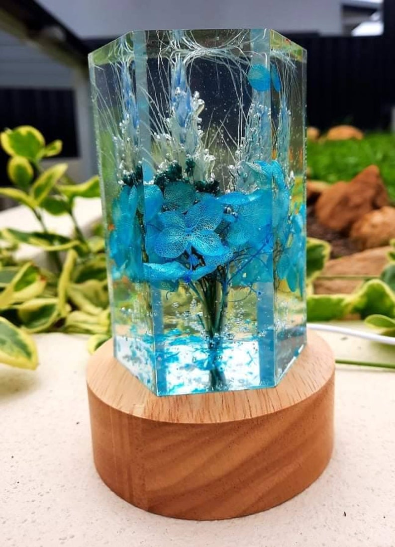 Customised Epoxy Resin Lamp with dried flowers, night light, unique gifts, special occasions image 8