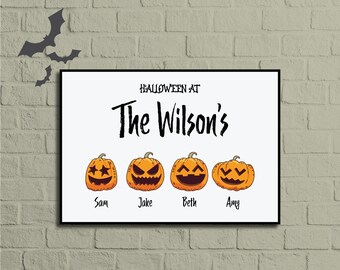 Family Pumpkin Patch Print | Halloween Décor |  Personalised Halloween Poster | Halloween Wall Art |