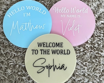 Acrylic Baby Announcement | Baby Children's Photo Props Birth Disc | Baby Name Reveal | New Born Name Sign | Welcome To The World Sign