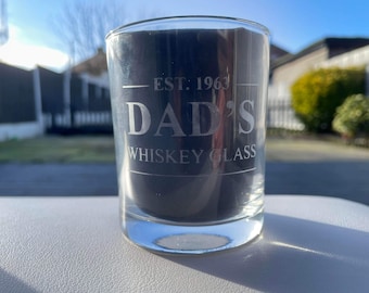 Personalised Whiskey Glass | Fathers Day | Birthday Gift | Dad | Etched Custom Glassware | Gift for Him or Her | Grandad | Custom Glassware