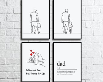 Dad Definition Print | Father, Daughter | Father, Son Print | Line Drawing | Minimalistic Home Décor | Digital A3 A4 | Father's Day Print