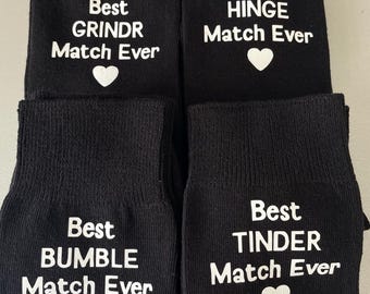 Personalised Dating Socks | Tinder, Bumble, Hinge, Valentine's Day | Fun Anniversary Gift | Boyfriend Socks | Custom Socks | Girlfriend