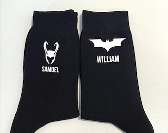 Personalised superhero socks | Gifts for Him Men | Wedding Socks | Superhero Lovers | Personalised items | Stocking fillers | Birthday gifts