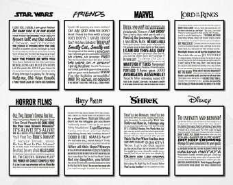 Film/TV Quotes Print | A3 & A4 | Digital Print | Wall Print | Home Decor | Famous Quotes | FRIENDS LOTR Star Wars Shrek Harry Potter Horror