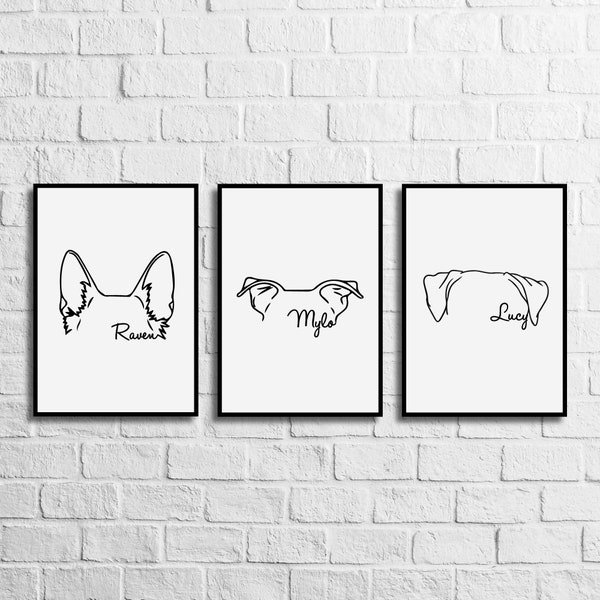 Dog Ears Print | Poster | Home Décor | Gift | Minimalist | Personalised Print | Pet Print | A3 | A4 | Digital Print