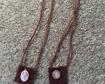 Catholic brown scapular with medals