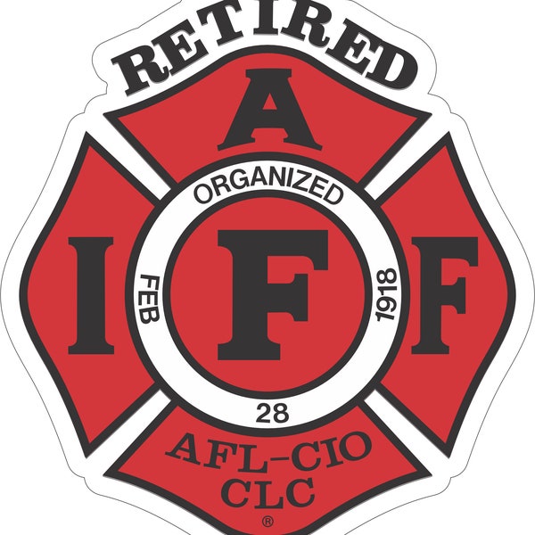 IAFF Red "Retired" Fire Logo Decal