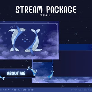Superposition de flux de baleines - Ensemble de flux animés - Twitch - Superposition - Mignon - Océan