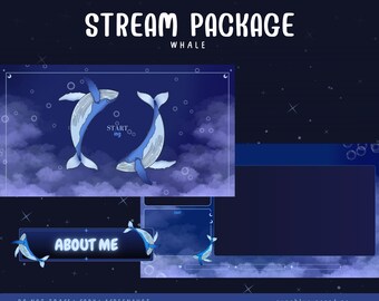 Wal-Streaming-Overlay – Animiertes Stream-Bundle – Twitch – Overlay – niedlich – Ozean
