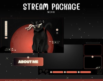 Neko Streaming Overlay – Animiertes Stream Bundle – Twitch – Overlay – Niedlich – Japan Cat