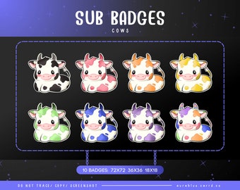 Cows Sub & Bits Twitch Badges -süß- kawaii-streamer-strawberry