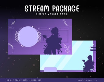 V-tuber simple Streaming Overlay- Stream Bundle - Twitch - Overlay - Cute- Anime- purple - PNGtuber
