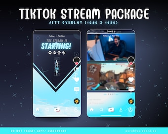 Jett TikTok Streaming Overlays – Stream Bundle – Live – animiert – niedlich – Valorant – Agent – blau – Streamlabs