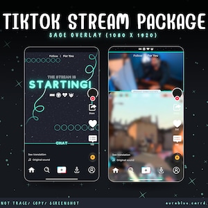 Sage TikTok Streaming overlays- Stream Bundle - TikTokLive- Overlay - Cute- Valorant - blue- Streamlabs