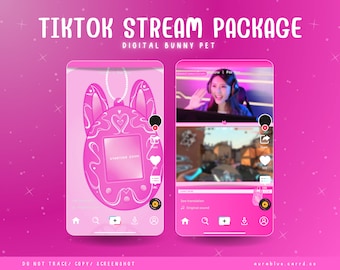 Digital Bunny Pet TikTok Streaming Overlays – Stream Bundle – TikTokLive – Animiert – Niedlich – Blume – Pink – Streamlabs