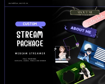 Custom Twitch Bundle/ WEBCAM- Overlay Commissions/ READ DESCRIPTION/ Digital File