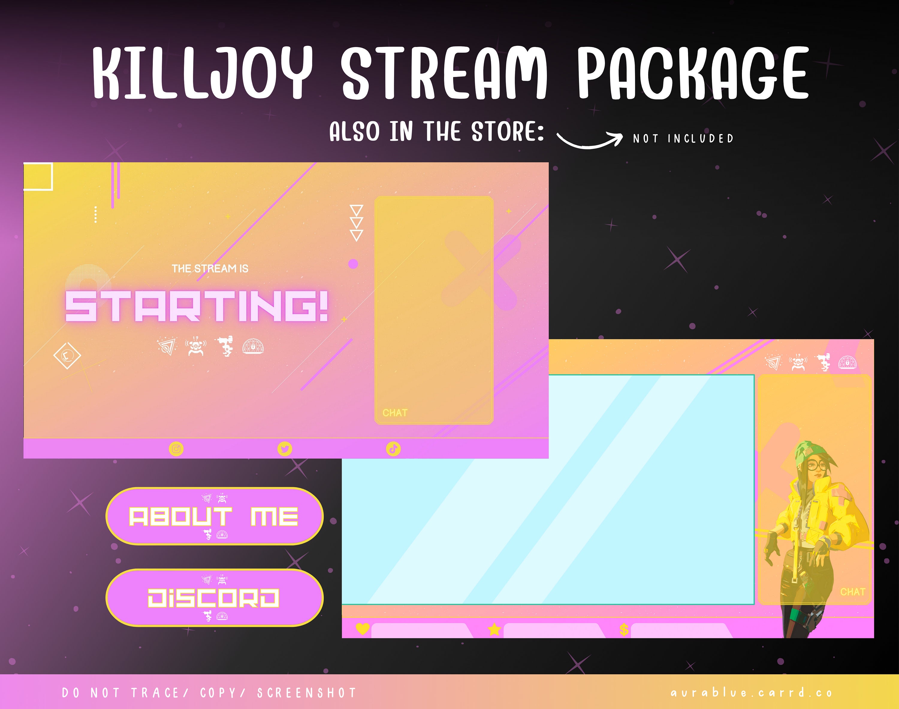 Killjoy Tiktok Streaming Overlays- Stream Bundle - Tiktoklive- Animated