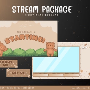 Teddy Bear Streaming Overlay- Stream Bundle - Twitch - Overlay - Cute- Teddy