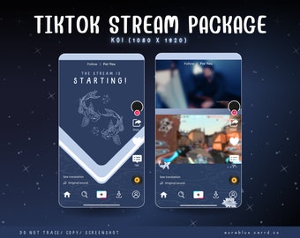 Koi TikTok Streaming Overlays – Stream Bundle – Live – animiert – niedlich – Kawaii – blau – Japan – Streamlabs