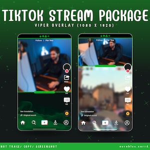 Viper TikTok Streaming overlays- Stream Bundle - TikTokLive- Overlay - Cute- Valorant- Green- Streamlabs