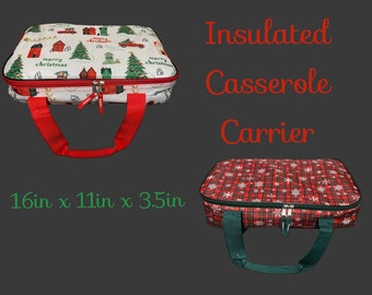 Christmas Themed Insulated Casserole Carrier - 16in x 11in x 3.5in