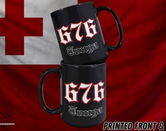 676 Tonga | Area Code Black Mug, Pacific Island Gift, Polynesian Gift, Tongan Gift, Tongan Coffee Mug, Pasifika, Tribal Mug