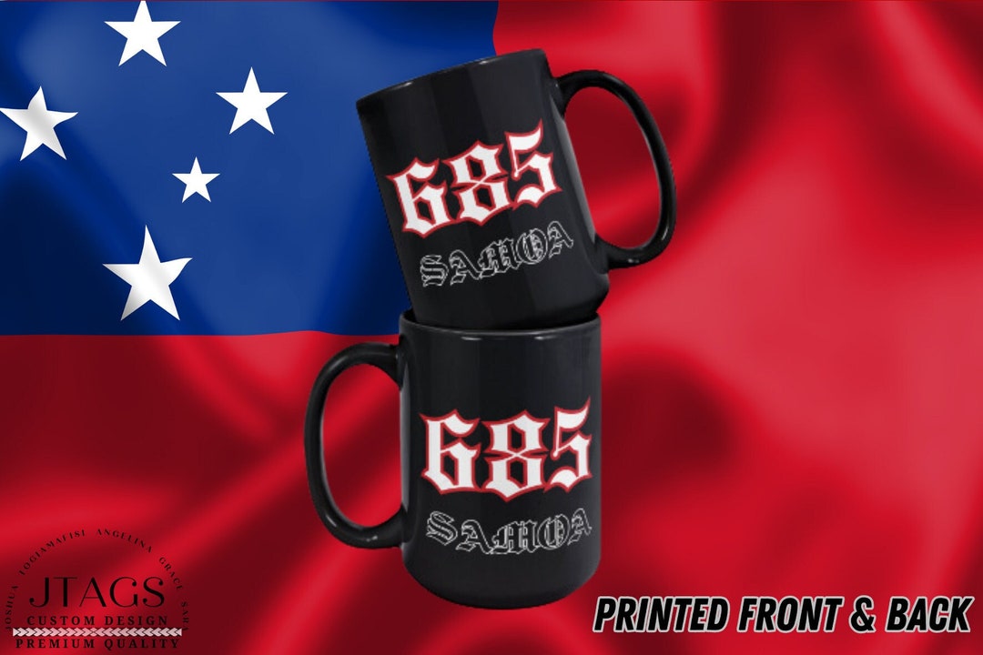 685 Samoa | Area Code Black Mug, Pacific Island Gift, Polynesian Gift ...
