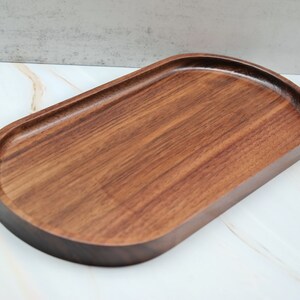 Bathroom Vanity Wooden Tray for Counter, Walnut Wood Oval Catchall Tray ...