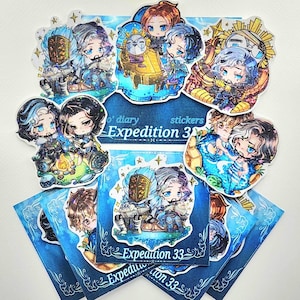 Clair Obscur: Expedition 33 Handmade Stickers Chibi // Verso&#39;s diary with Maelle, Lune, Sciel, Monoco and Esquie