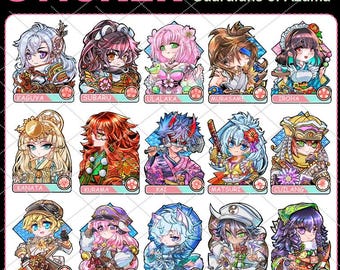 Rune Factory: Guardians of Azuma Handmade Stickers Chibi // Subaru, Kaguya, Ulalaka, Iroha, Ikaruga, Fubuki, Hina, Murasame,Kurama and more!