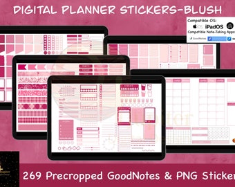 Digitale Sticker, Blush Theme, GoodNotes Sticker, Notability Sticker, vorgeschnittene und PNG Sticker