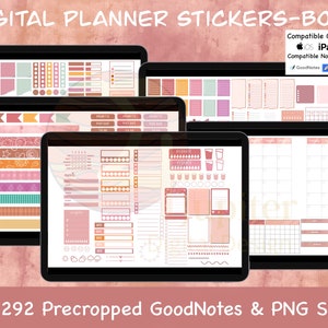 Digital Planner Stickers, Boho Theme, GoodNotes Planner Stickers, Notability Planner Stickers, Pre-Cropped and PNG Stickers