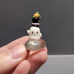 Tophat Ghost | Mini Desk Buddy | Polymer Clay Figure