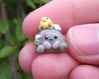 Pet Rock & Birb Friend | *Made to Order | Mini Desk Buddy | Polymer Clay Figure