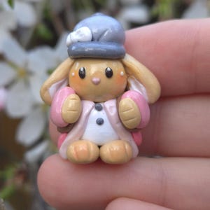Flower Bunny | Mini Desk Buddy | Polymer Clay Figure