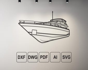 Yacht Dxf File, Dxf-Ai-Pdf, Vector Art, Laser Cut, Downloadable Art,Downloadable Dxf, Dxf Files for Plaasma, Dxf files for Laser