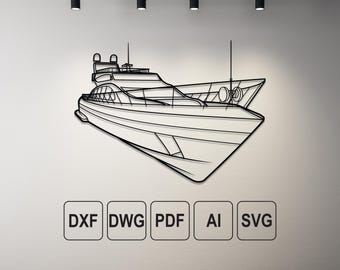Yacht Dxf File, Dxf-Ai-Pdf, Vector Art, Laser Cut, Downloadable Art,Downloadable Dxf, Dxf Files for Plaasma, Dxf files for Laser