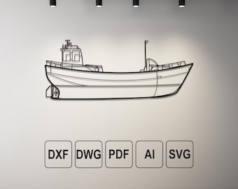 Boat Dxf File, Dxf-Ai-Pdf, Vector Art, Laser Cut, Downloadable Art,Downloadable Dxf, Dxf Files for Plasma, Dxf files for Laser